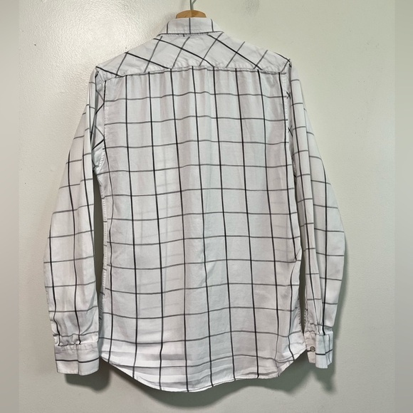 Zara Man Slim Fit White & Black Grid Plaid Button-Down Shirt Size M - Picture 7 of 8